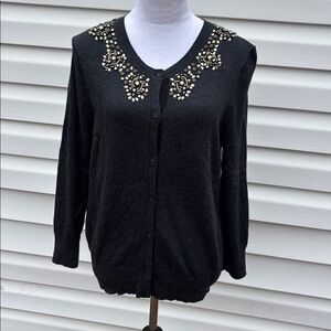 LOFT Charcoal Embellished sweater